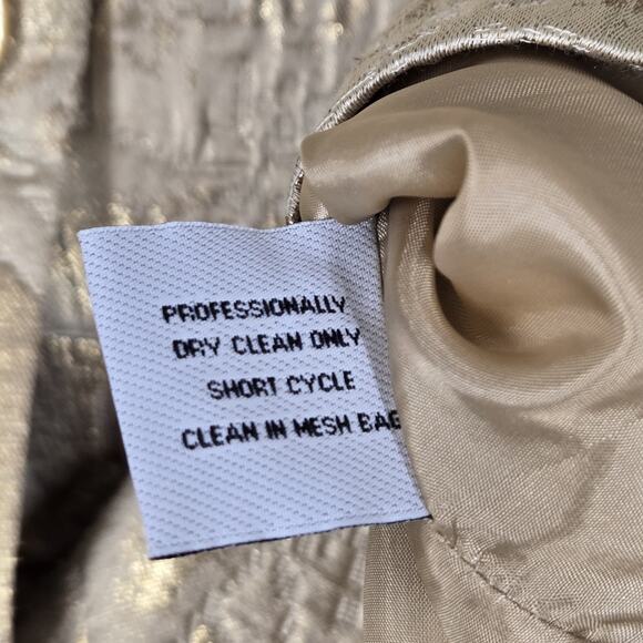 VTG Talbots Collection Cropped Jacket 10 Gold Metallic Jacquard Italian Fabric - Picture 15 of 16